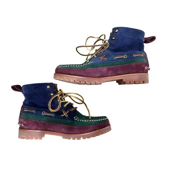 Sold Polo Country Ralph Lauren Suede Ranger Mid Boots Mens 7 Corduroy Lace Up - Picture 13 of 16